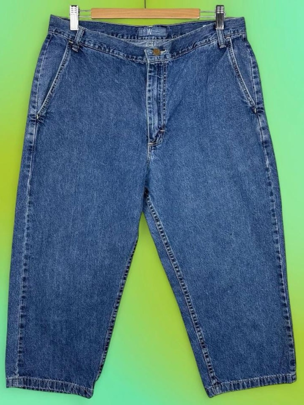 Wrangler Vintage Capri Cropped High Rise Dark Wash Cotton Stretch Denim Jeans 14